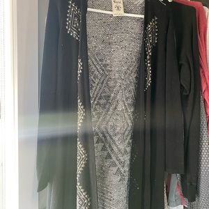 Black and grey cardigan with jewel design
